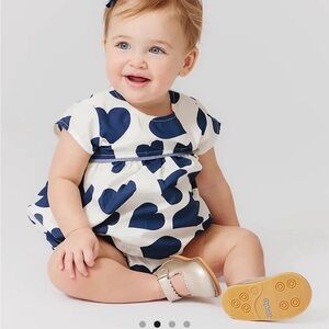 Pink Chicken Baby Girl Sana Bubble - Navy Toss Hearts (12-18 Mo)